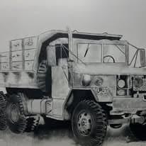 Military truck airbrush portrait
